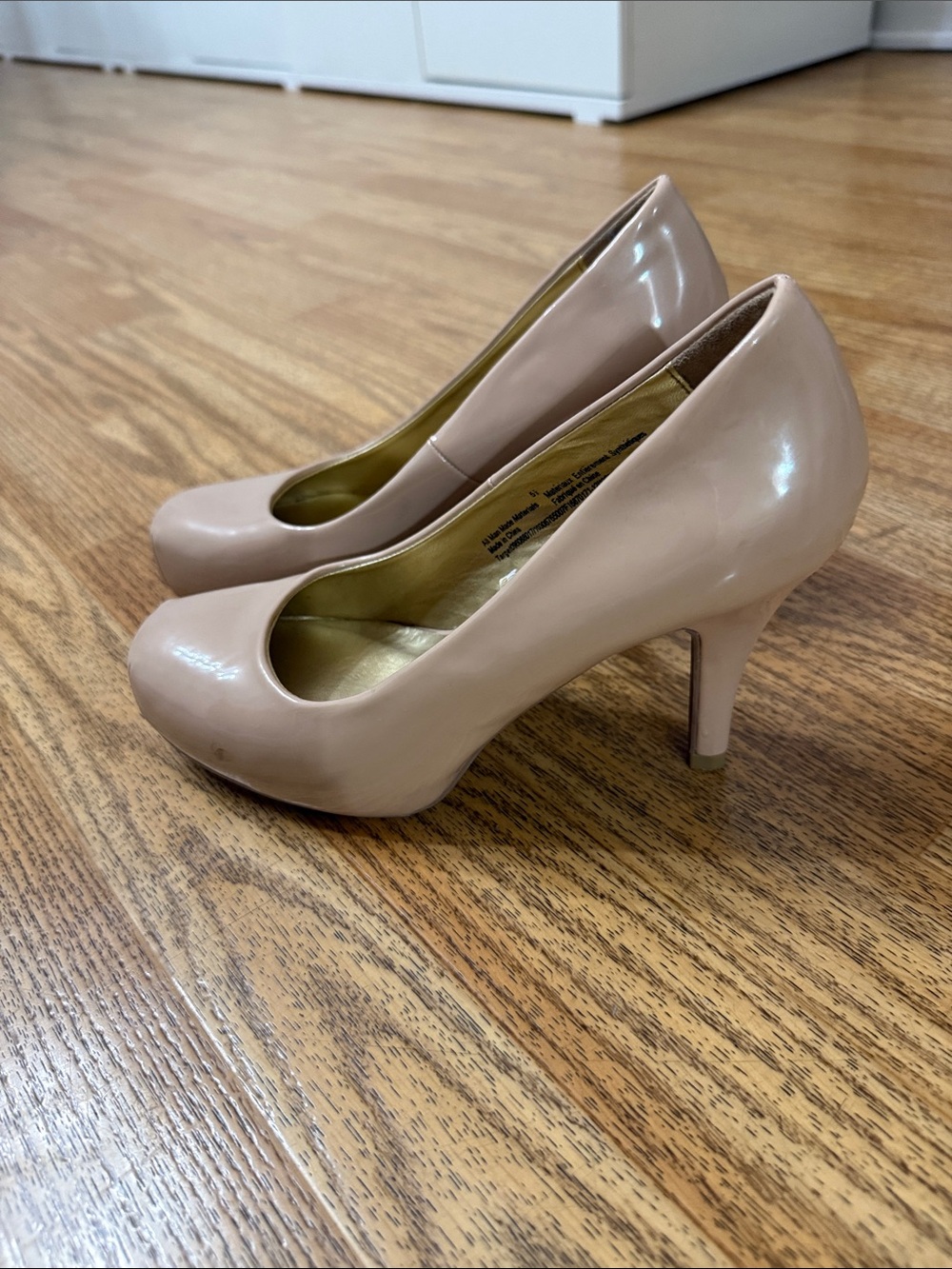 Massimo Beige Patent High Heel Pumps